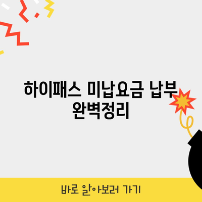 하이패스 미납요금 납부 완벽정리