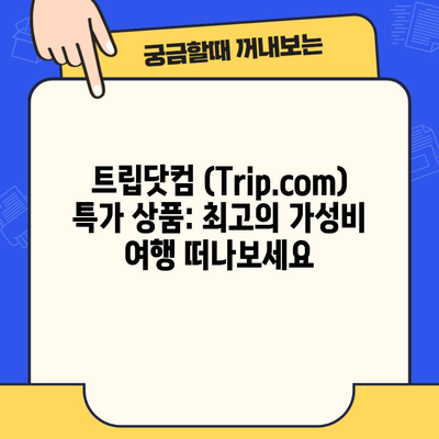 트립닷컴 (Trip.com) 특가 상품: 최고의 가성비 여행 떠나보세요