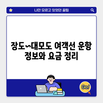 장도~대모도 여객선 운항 정보와 요금 정리