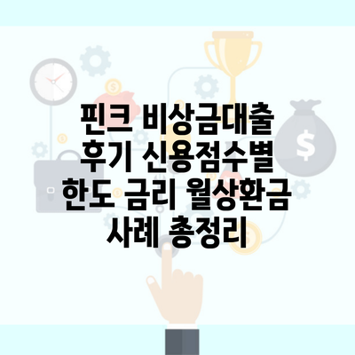 핀크 비상금대출 후기 신용점수별 한도 금리 월상환금 사례 총정리