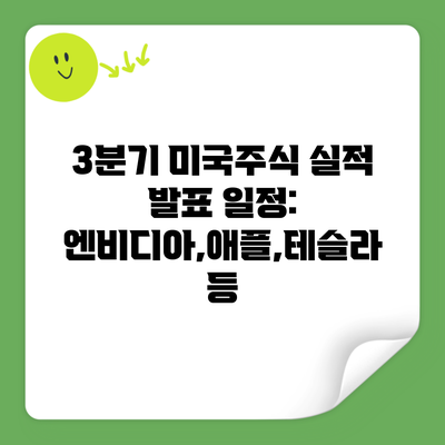 3분기 미국주식 실적 발표 일정: 엔비디아,애플,테슬라 등