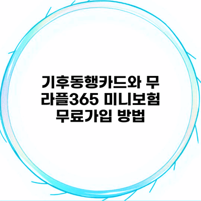 기후동행카드와 무 라플365 미니보험 무료가입 방법