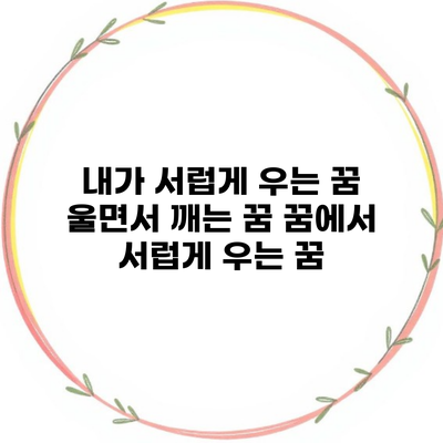 내가 서럽게 우는 꿈 울면서 깨는 꿈 꿈에서 서럽게 우는 꿈