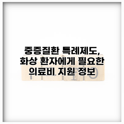 중증질환 특례제도, 화상 환자에게 필요한 의료비 지원 정보