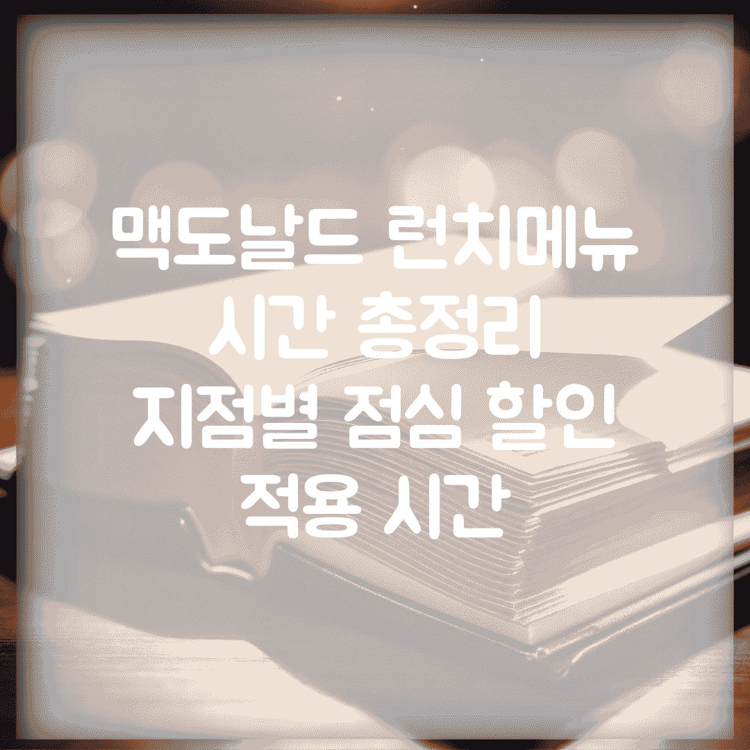 맥도날드 런치메뉴 시간 총정리 | 지점별 점심 할인 적용 시간