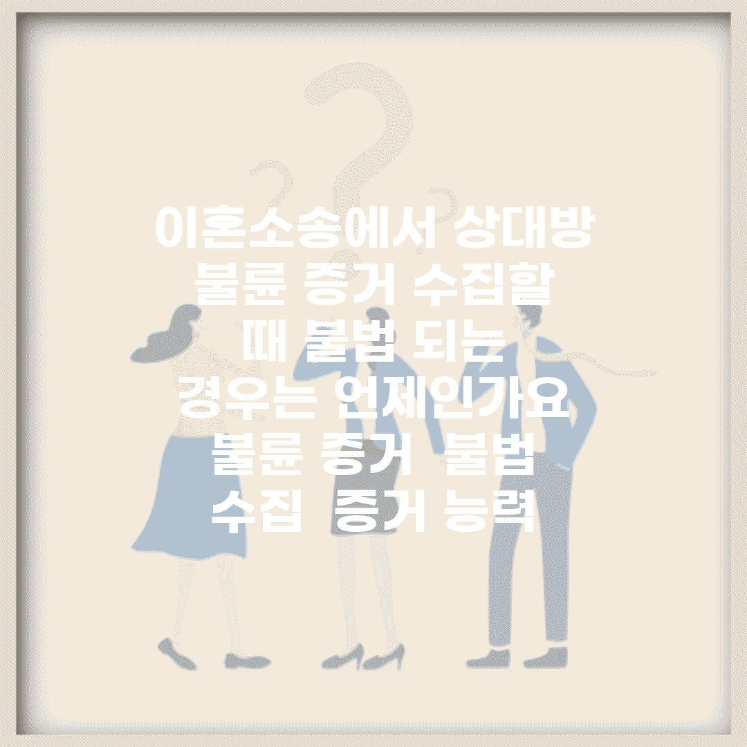이혼소송에서 상대방 불륜 증거 수집할 때 불법 되는 경우는 언제인가요 | 불륜 증거 | 불법 수집 | 증거 능력