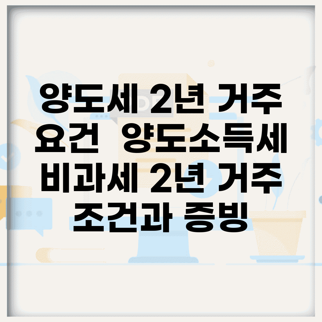 양도세 2년 거주 요건 | 양도소득세 비과세 2년 거주 조건과 증빙
