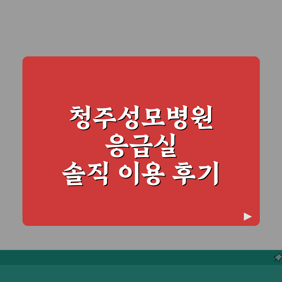 청주성모병원 응급실 이용안내 | 진료절차, 준비물, 대기시간 솔직후기, 직접 해봤어요