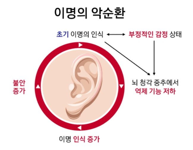 이명으로 귀를 막고 있는 모습